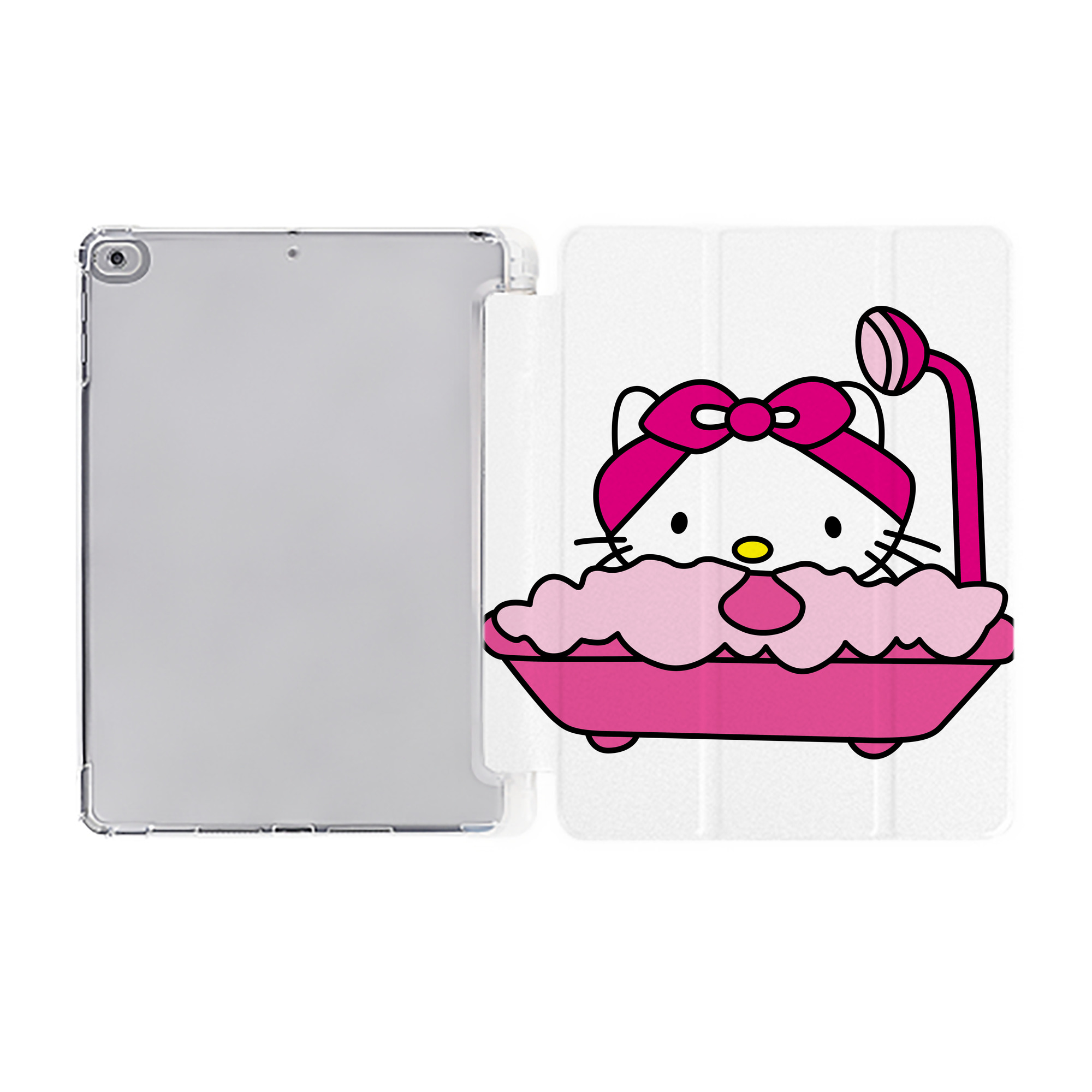 （画像用） Hello Kitty ハローキティ IPad ケース ペン収納付き 三つ折りスタンド PUレザー×シリコン 対応機種9.5/10.5/10.9インチ